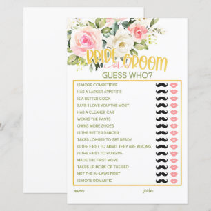 Bride or Groom - Guess Who - Pink Floral & Gold