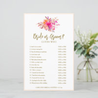 Bride or Groom Guess Who Pink Watercolor Custom