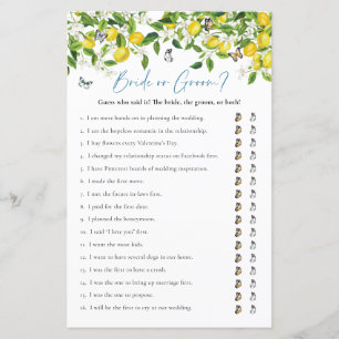 Bride or Groom   Lemon Bridal Shower Game