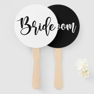 Bride or Groom Modern Minimal Wedding Game Hand Fan