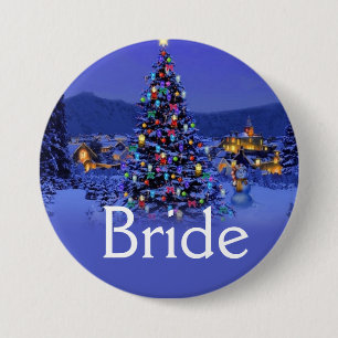 bride or groom vintage Christmas wedding 7.5 Cm Round Badge