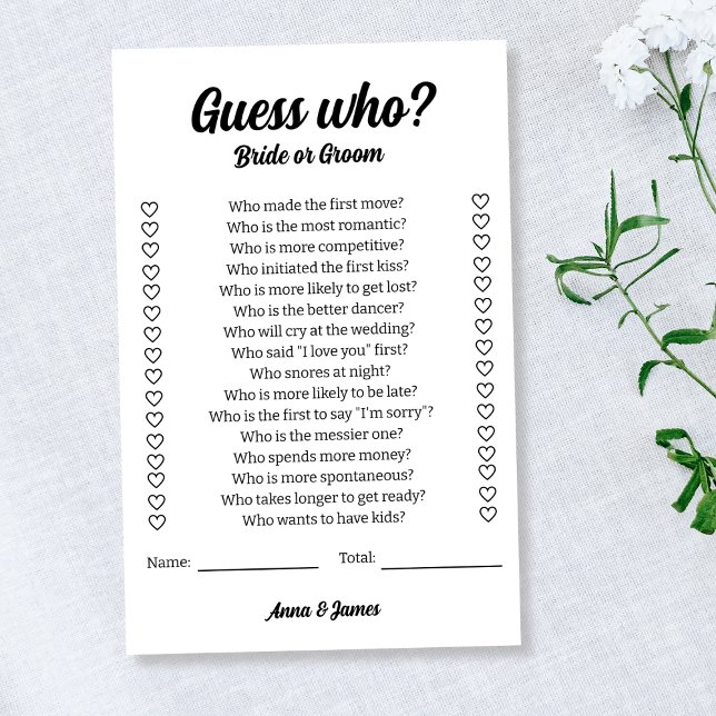 Bride Or Groom Wedding Guessing Game Flyer (Bride Or Groom Wedding Guessing Game )