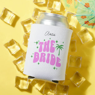 bride palm springs pink retro bachelorette party can cooler