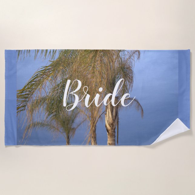 Bride Palm Trees Beach Towel (Front)
