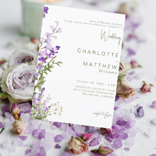 Bride Parents Lavender Photo Wedding Invitation
