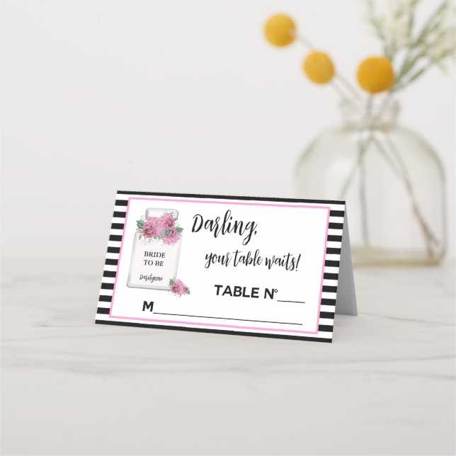 BRIDE Parisian Couture Fair Lady Shower Party Place Card (Front)