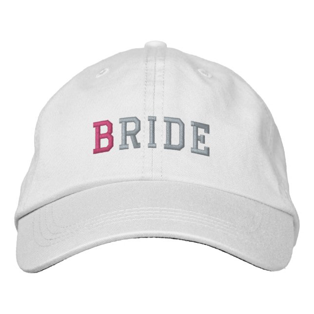 Bride Pastel Embroidery White Baseball Cap / Hat (Front)