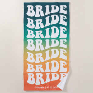 Bride Pastel Gradient Retro Custom Beach Towel