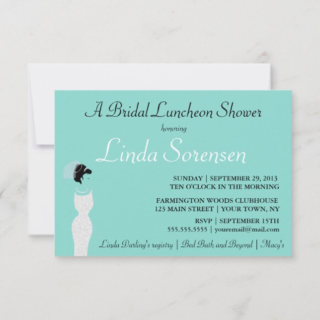 BRIDE Personalised Bridal Luncheon Shower Party Invitation (Back)