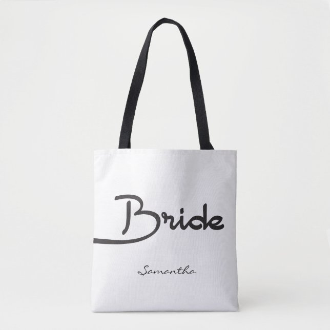 Bride, Personalised Name, Script Tote Bag (Front)