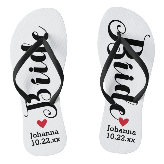 Bride Personalised Wedding Pick Your Colour Flip Flops (Footbed)