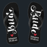 Bride Personalised Wedding Pick Your Colour Flip Flops<br><div class="desc">Walk in comfort on your wedding day with these personalised flip flops. These can be customised with a bride's name and wedding date. The background is black, however you can change the colour by clicking on Customise It. Because of the white text, this design looks best with a dark background....</div>