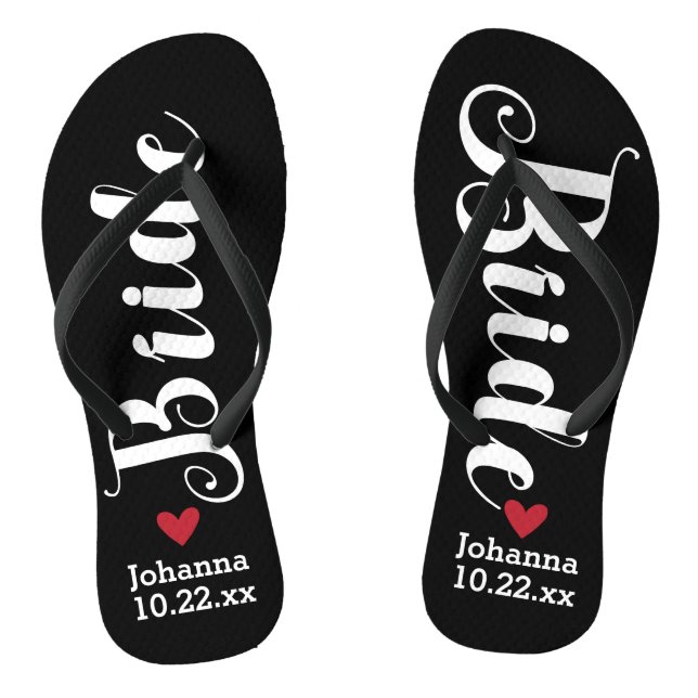 Bride Personalised Wedding Pick Your Colour Flip Flops (Footbed)