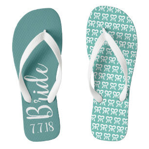 Bride Personalised Wedding Turquoise Flip Flops