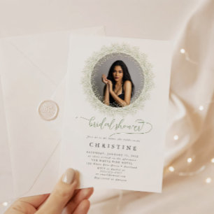 Bride Photo Baby's Breath Bridal Shower Invitation