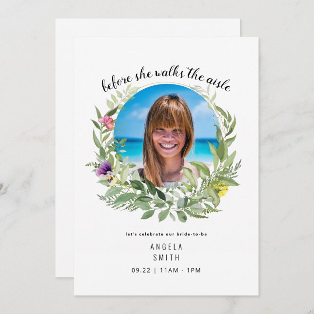 Bride Photo Before She Walks Bridal Shower Invitat Invitation (Front/Back)