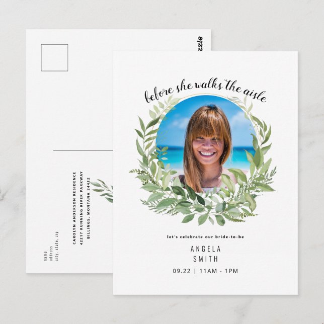 Bride Photo Before She Walks Bridal Shower  Postcard (Front/Back)