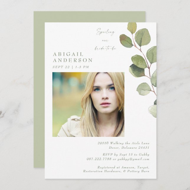 Bride Photo Sage Spoiling our Bride-to-be Shower  Invitation (Front/Back)