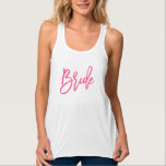 Bride Pink Chic Hand-Lettered Script Tank Top<br><div class="desc">Says "bride" featuring a trendy brush script in hot pink. Visit the shop to see coordinating bridesmaids shirts and more!</div>