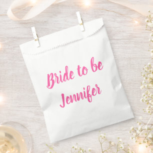 Bride Pink Custom Name Wedding Bachelorette Favour Bags