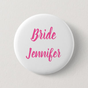 Bride Pink Elegant Chic Custom Name Gifts Wedding 6 Cm Round Badge
