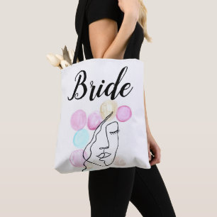 Bride Pink Grey Typography Elegant Wedding Tote Ba Bag