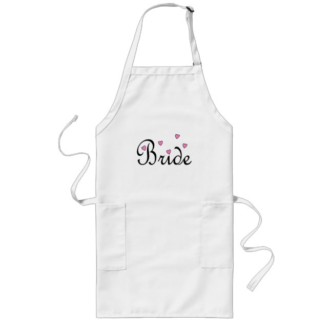 Bride Pink Hearts Long Apron (Front)