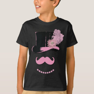 Bride Pink moustache, top hat, feathers, and flowe