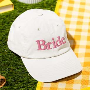 Bride Pink Wedding Serif Lettering Embroidered Hat