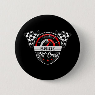 Bride Pit Crew Race Car Birthday Party Matching Fa 6 Cm Round Badge