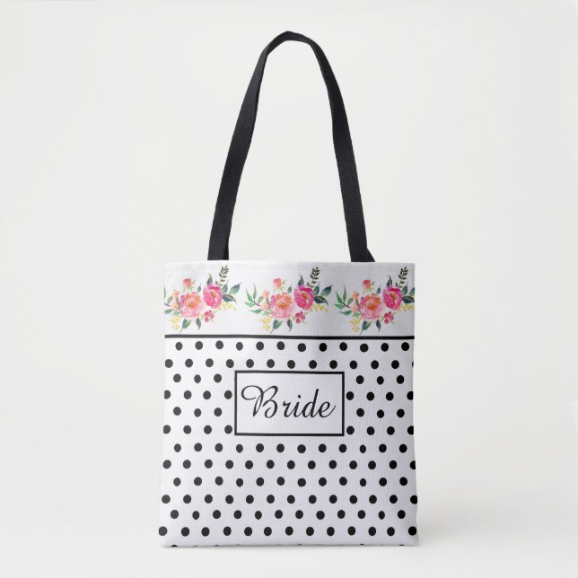 Bride polka dot tote bag (Front)