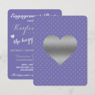 BRIDE  Purple Plum Silver Polka Dot Shower Party Invitation