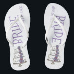 BRIDE Purple Wedding Floral Cake Bridal Shower Flip Flops<br><div class="desc">Flip flops feature an original marker illustration of a tiered wedding cake with frosting and purple flowers. Simply personalise with the date of your event!

Don't see what you're looking for? Need help with customisation? Contact Rebecca to have something designed just for you.</div>
