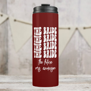 Bride Red Groovy Retro Personalised Bachelorette Thermal Tumbler