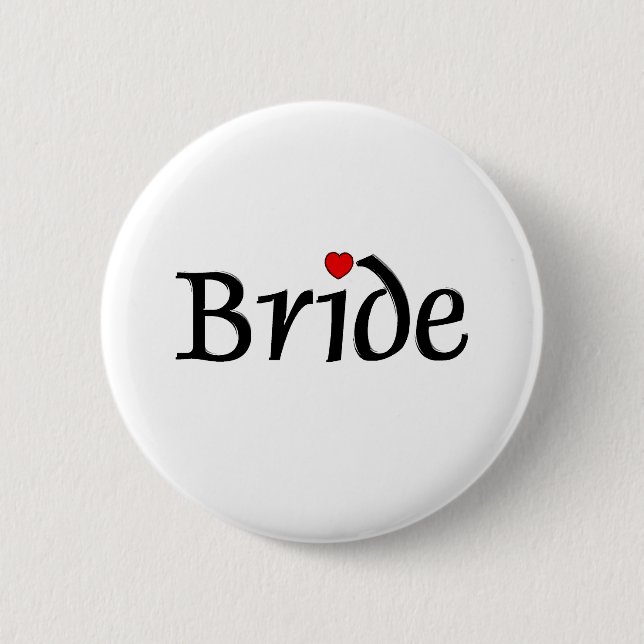 Bride (Red Hearts) 6 Cm Round Badge (Front)