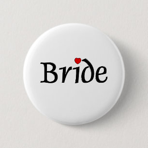 Bride (Red Hearts) 6 Cm Round Badge