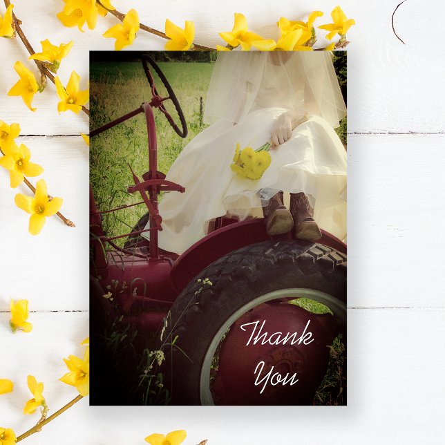 Bride Red Tractor Country Farm Wedding Thank You (Creator Uploaded)