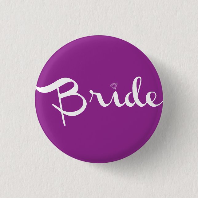 Bride Retro Script White 3 Cm Round Badge (Front)