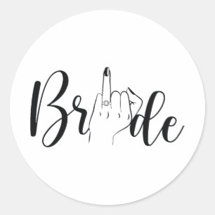 Bride Ring Finger Wedding  Classic Round Sticker