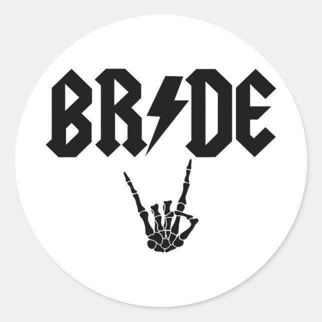 Bride Rock N Roll Skeleton Hand Halloween Bachelor Classic Round Sticker (Front)