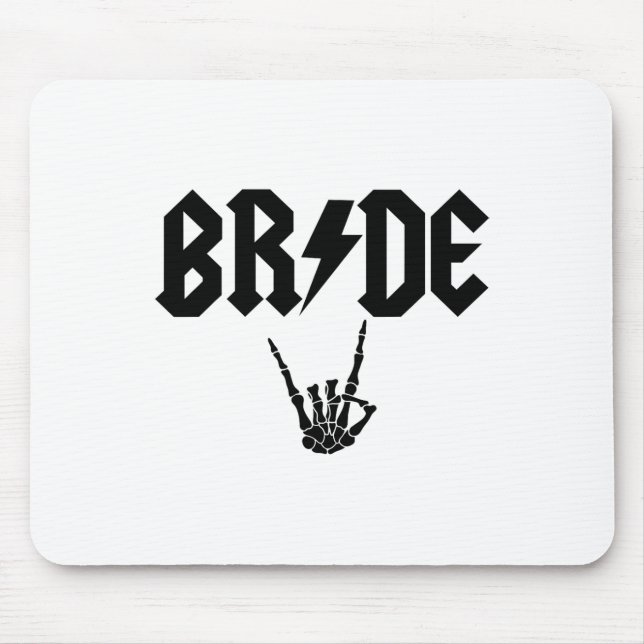 Bride Rock N Roll Skeleton Hand Halloween Bachelor Mouse Mat (Front)