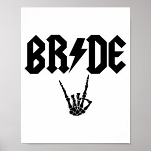 Bride Rock N Roll Skeleton Hand Halloween Bachelor Poster