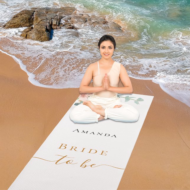 Bride rose gold floral eucalyptus bachelorette yoga mat (Creator Uploaded)