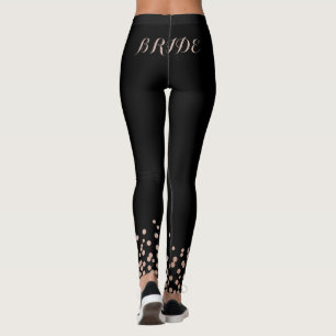 Bride Rose Gold Glitter Black Leggings