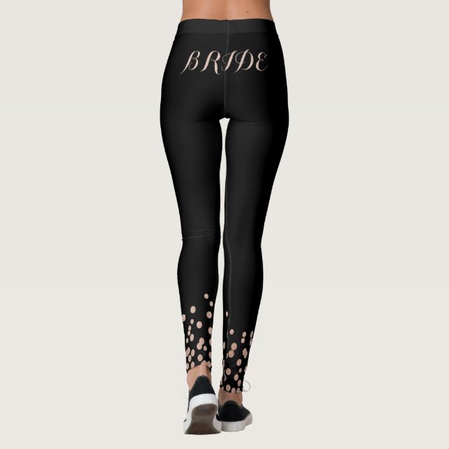 Bride Rose Gold Glitter Black Leggings (Back)