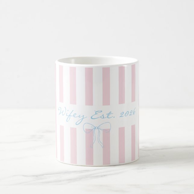Bride rosewater pink striped  coffee mug (Center)