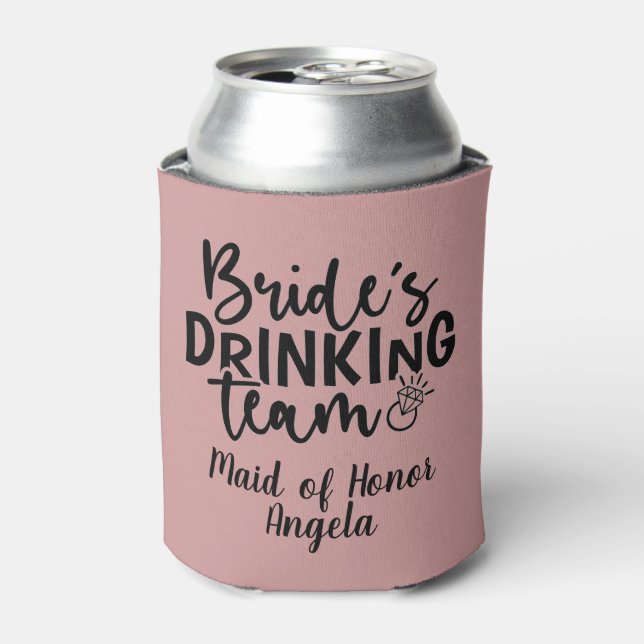 Bride’s Drinking Team Party Crew Statement Graphic Can Cooler (Can Front)