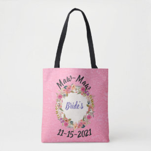Bride’s Grandma’s Floral Wreath Design Tote Bag