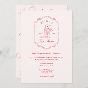 Bride’s Last Rodeo Pink & Red Invitation