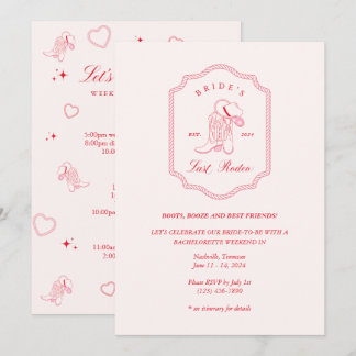 Bride’s Last Rodeo Pink & Red Invitation